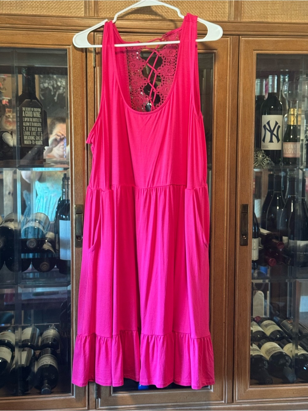 Torrid Pink Sleeveless Tiered Dress with Lace Back